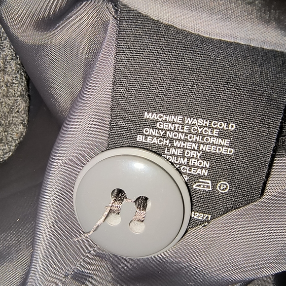 H&M Blazer Jacket Wool-Blend Asymmetric Belted PeaCoat in Charcoal Size 6 - Picture 8 of 14